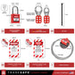 quantity and dimensions of locks, steel hasps, zip ties, tags, and cable lock