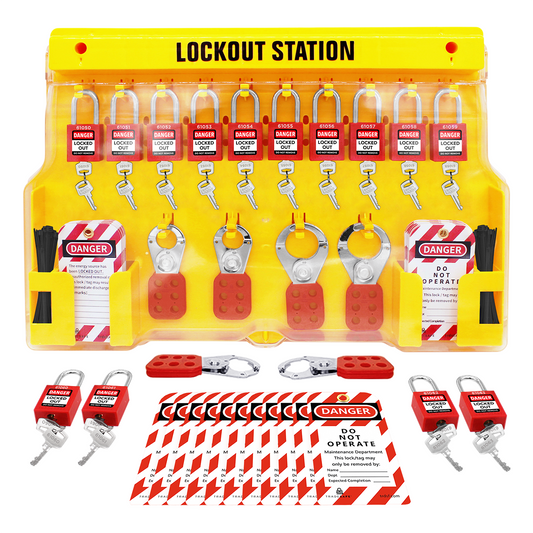 lockout tagout extra large station filled with loto products