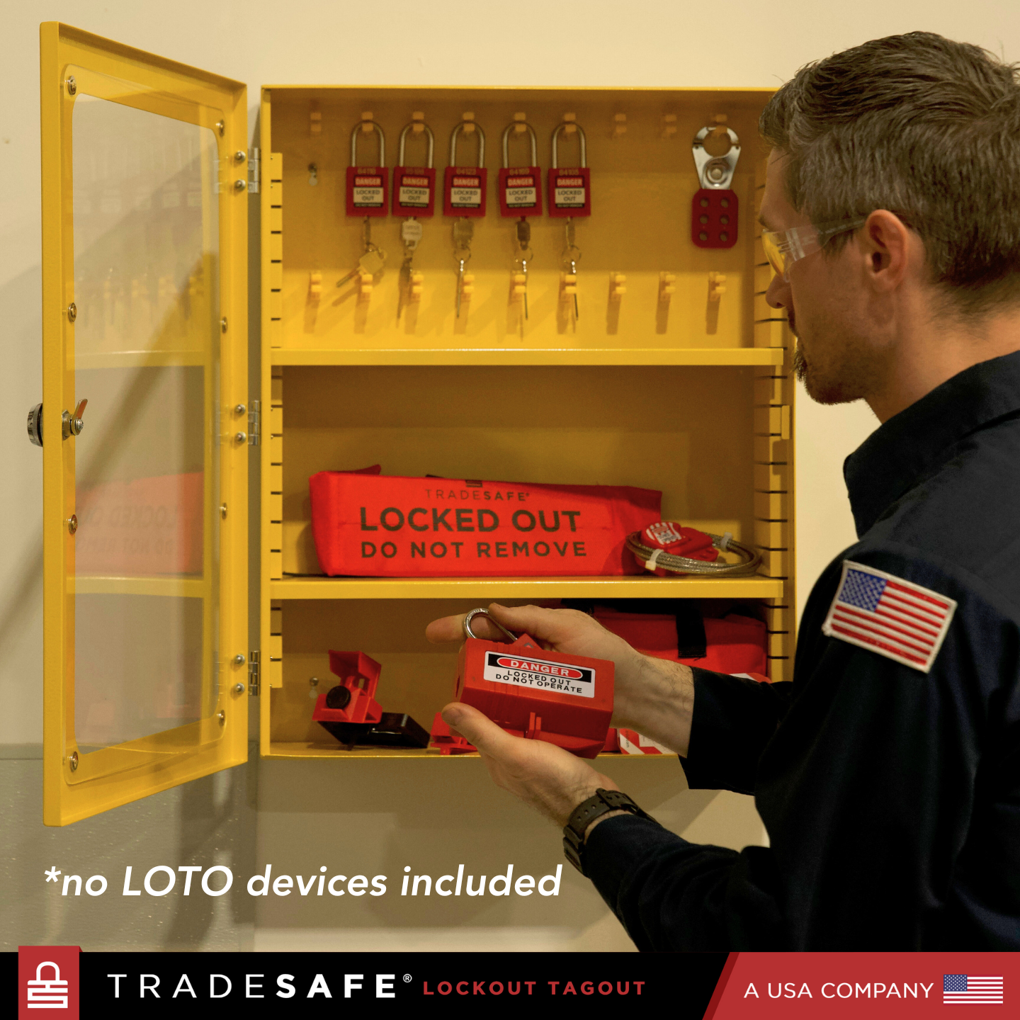 steel lockout tagout cabinet wall mountable in use