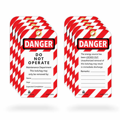 eye-level view of lockout tagout danger tags 10 pack