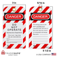 lockout tagout tag with dimensions on the front and backside