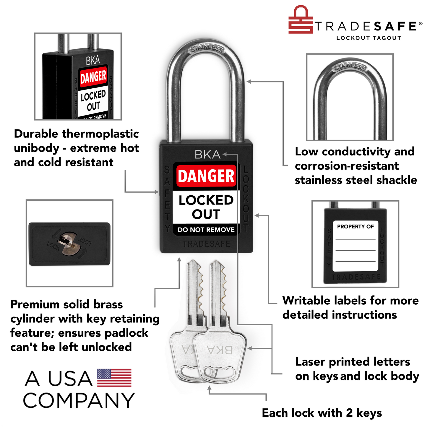 illustration of black keyed alike unlimited padlock details