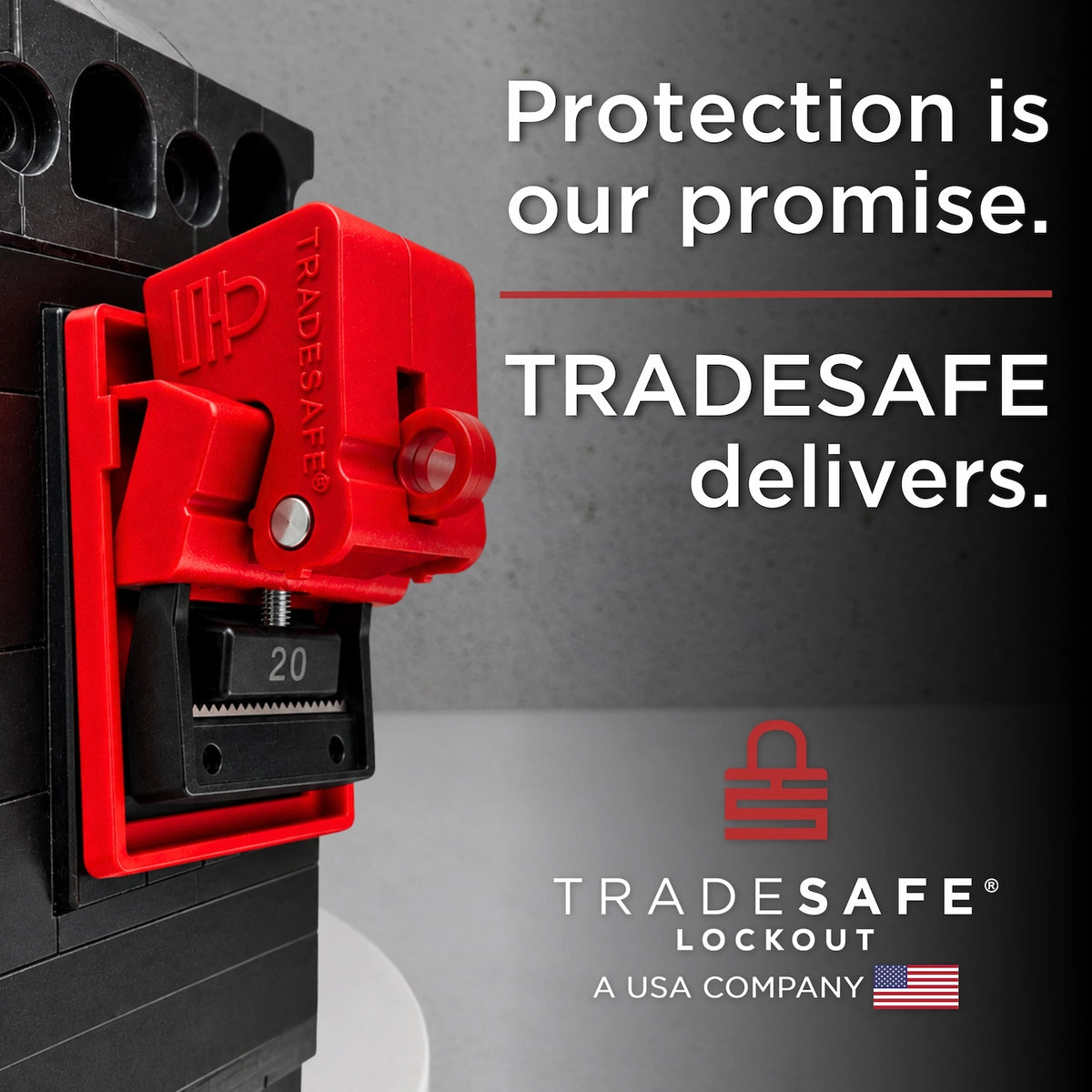 tradesafe lockout tagout branding image; protection is our promise