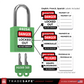 infographic: green loto lock with english, french, spanish labels included