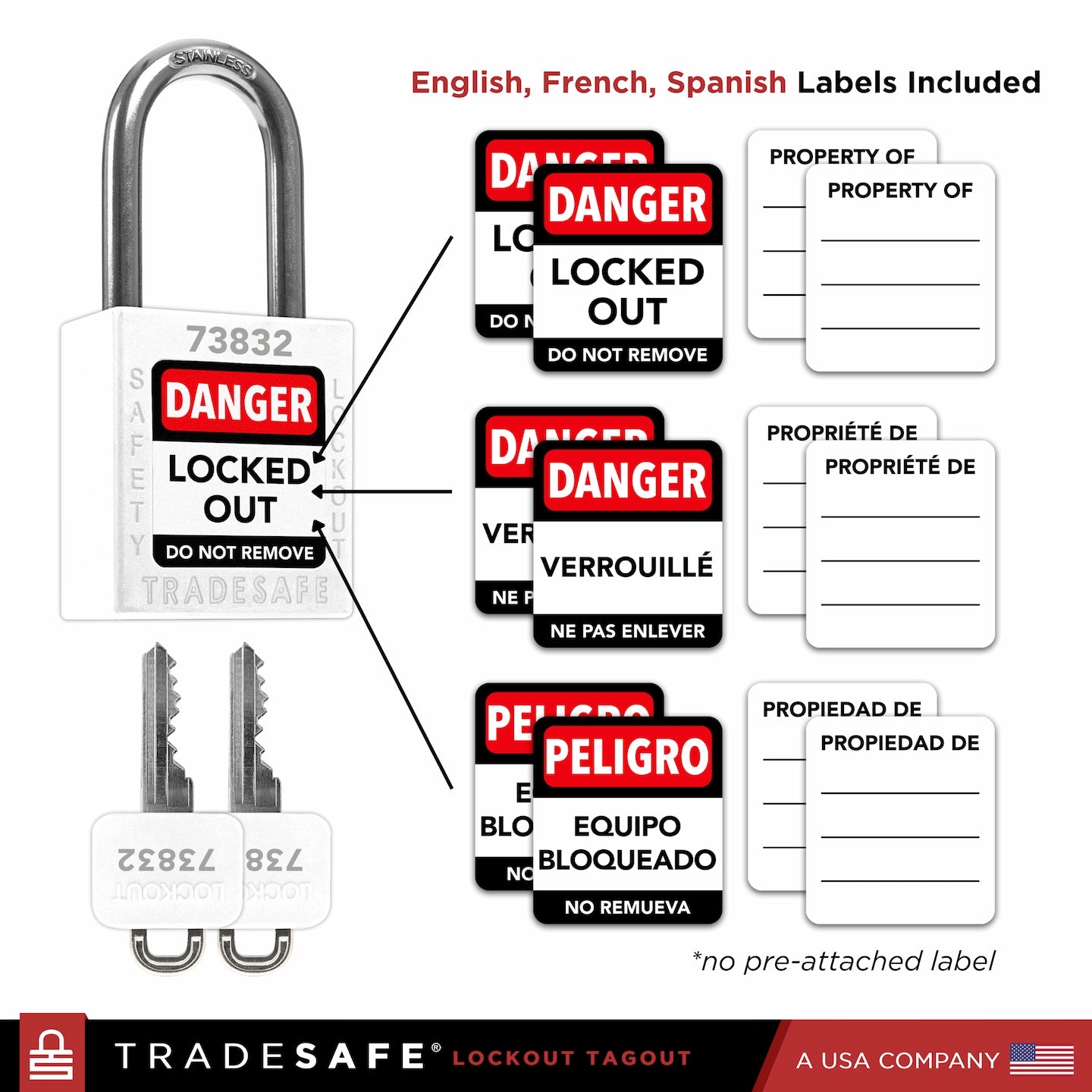 Loto Lock with Danger Labels