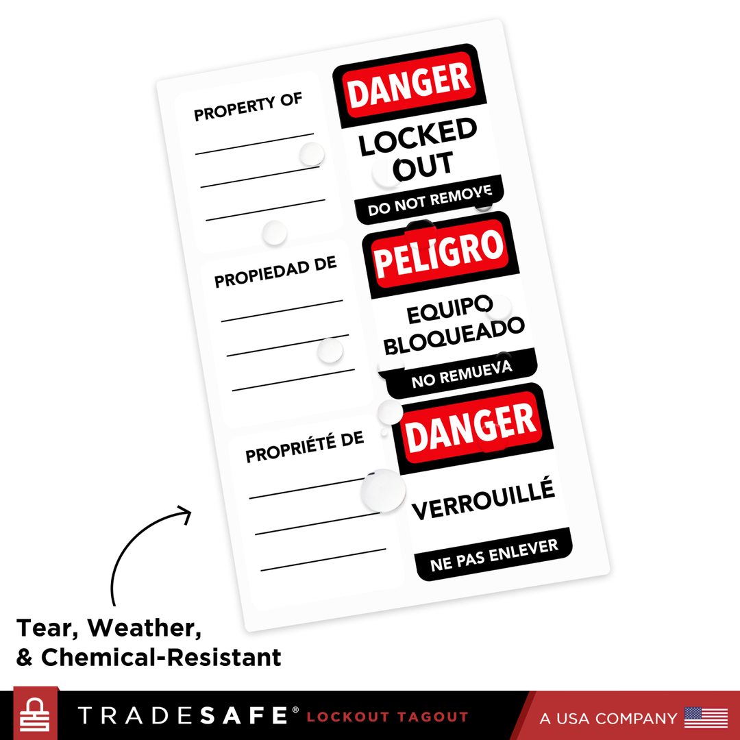 Multilingual Padlock Labels - 60 Pack Lockout Labels | TRADESAFE