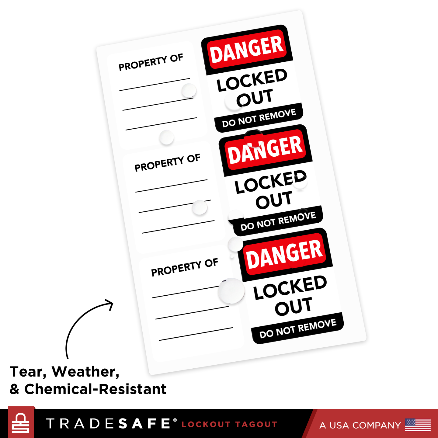 tear, weather, & chemical-resistant loto padlock labels