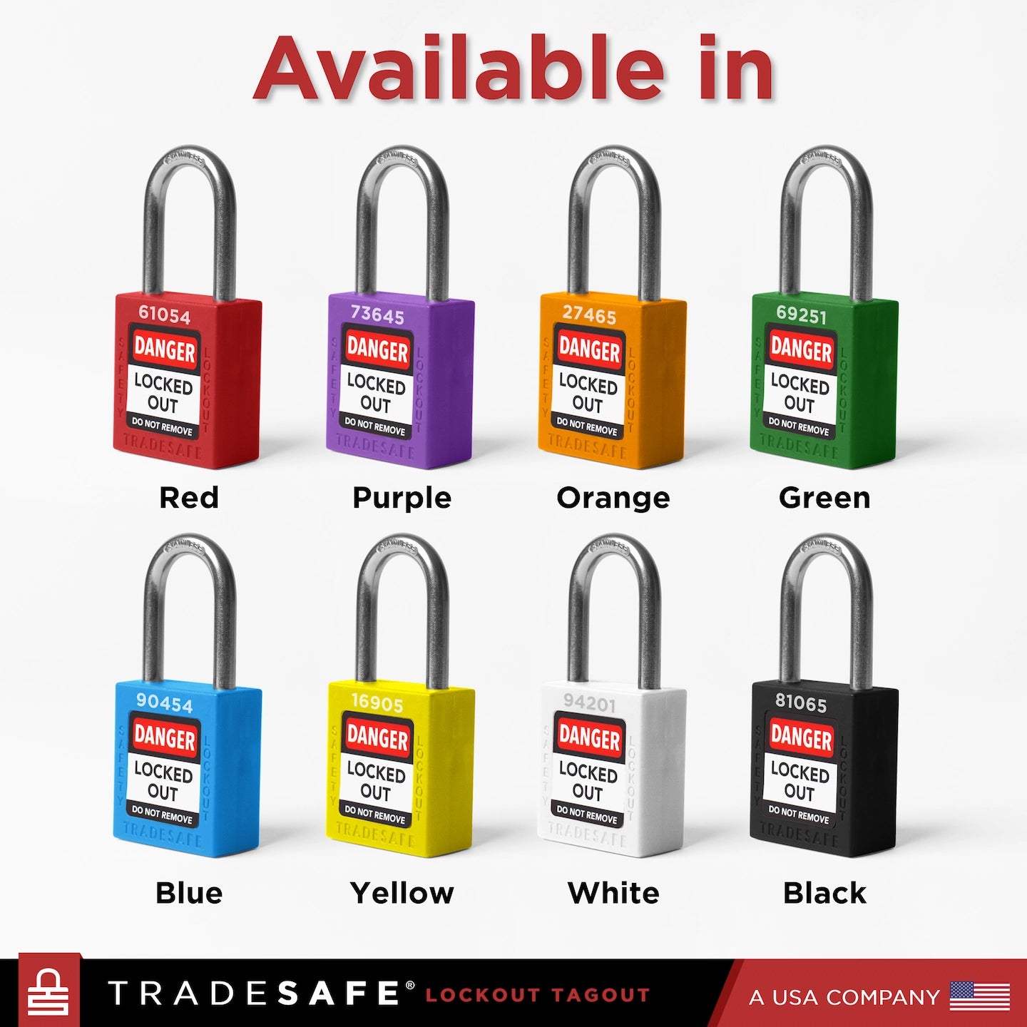 Black Keyed Different Lockout Locks - 2 Keys - 10 Pack | TRADESAFE