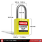 a yellow lockout tagout padlock with dimensions