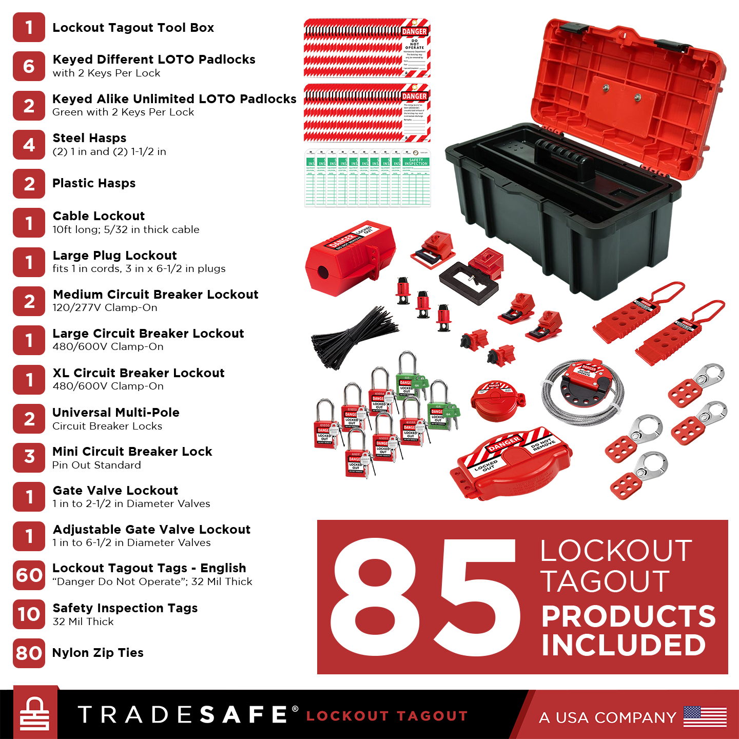 tool box lockout tagout kit components