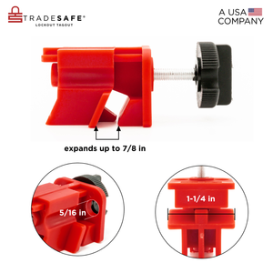 info overlay of universal breaker lock product dimension