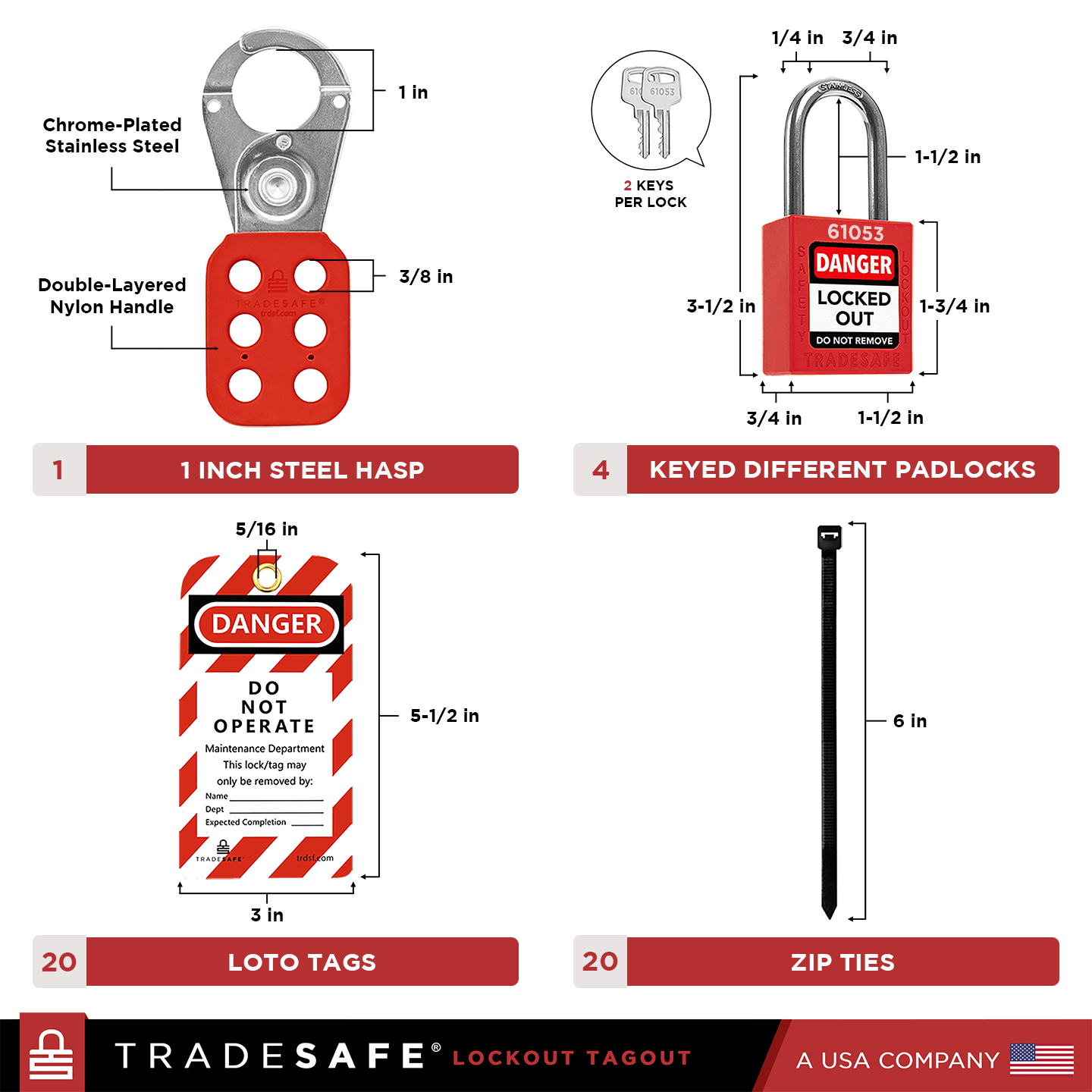 loto tagout station medium components with dimensions