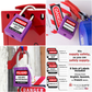 collage of in-use purple loto master keyed padlocks with label options