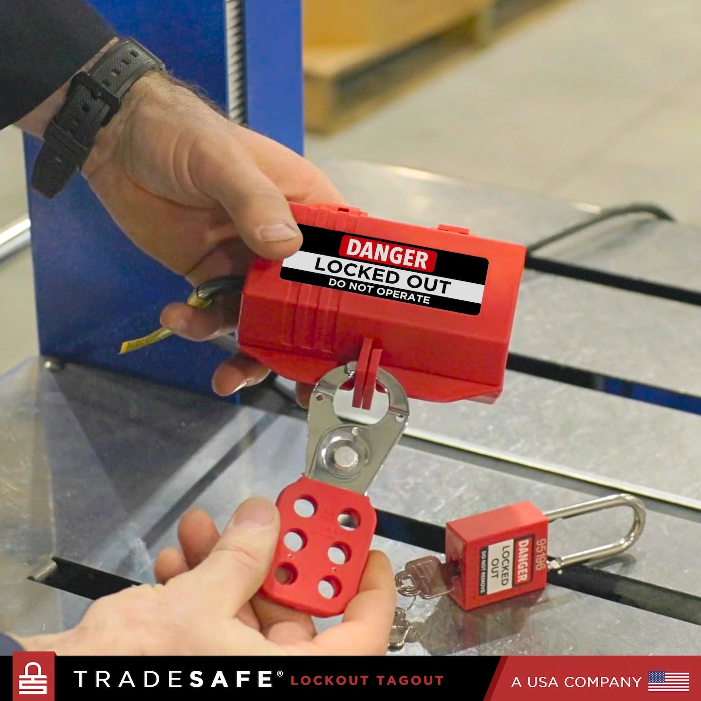plug lockout tagout in use with loto hasp