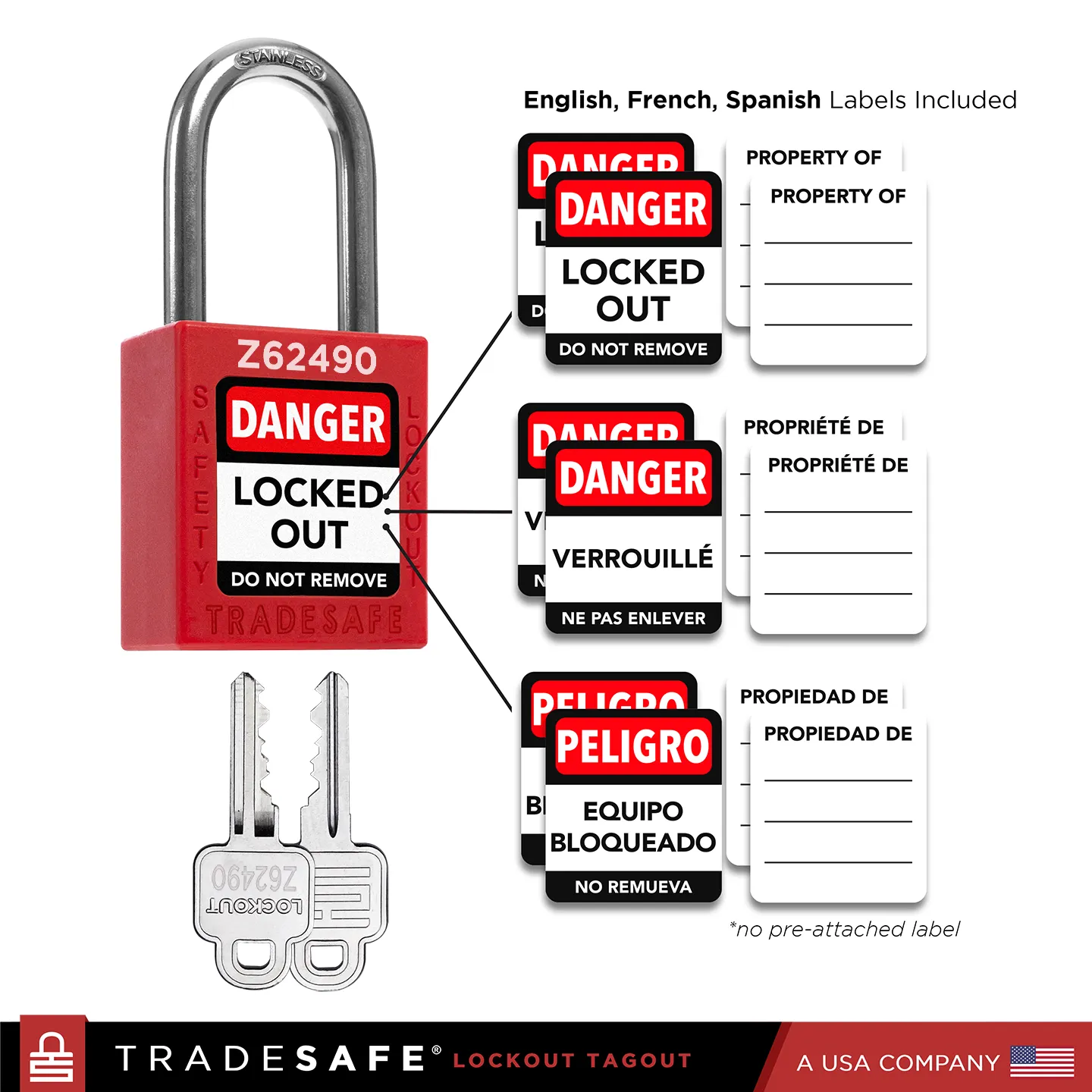 multilingual padlock labels