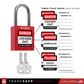 infographic: red loto lock with english, french, spanish labels included