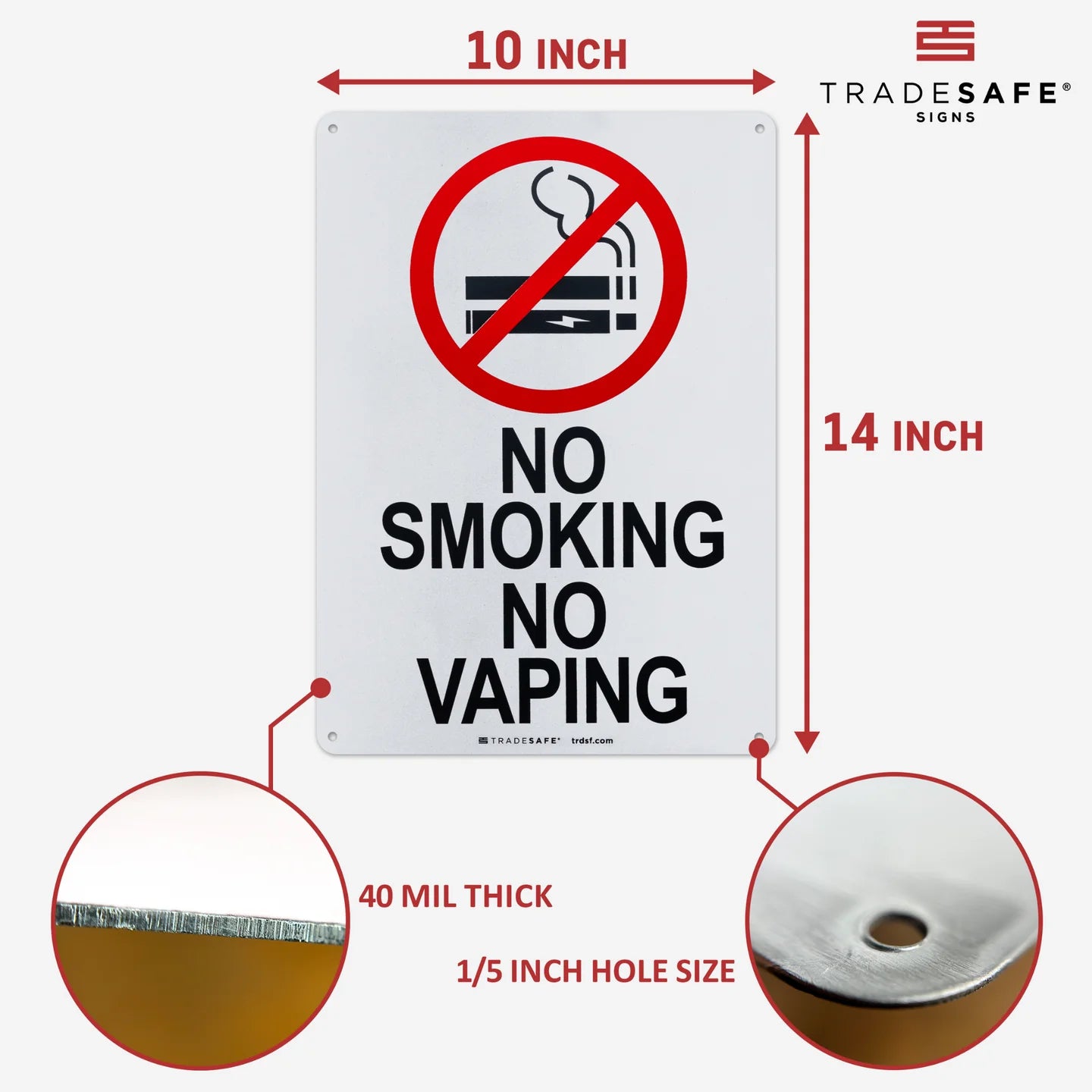 No Smoking No Vaping Signs - Aluminum Smoking Signs