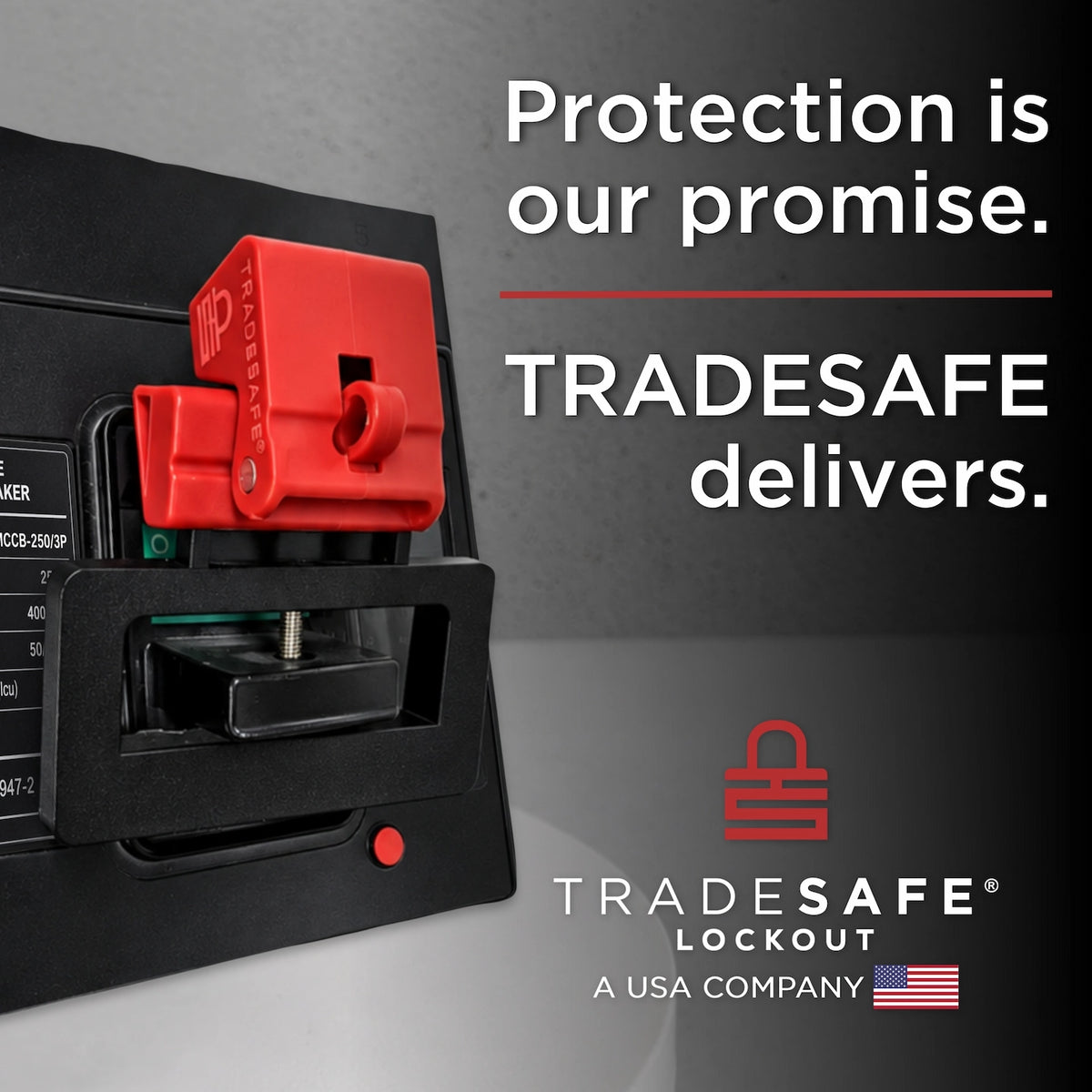 tradesafe lockout tagout branding image; protection is our promise