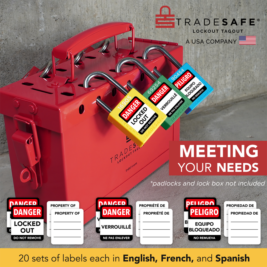 Multilingual Padlock Labels - 60 Pack Lockout Labels | TRADESAFE