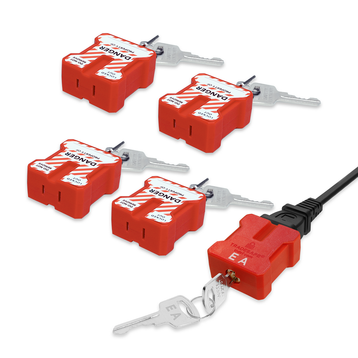 Key Plug Cable Power Plug Lock Keyed Alike Unlimited - 5 Pack - 2 Keys Each