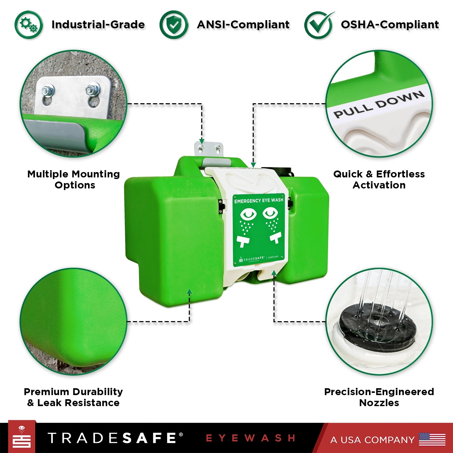 osha approved emergency eyewash station features
