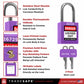 infographic of a purple loto lock with 2 keys indicating materials used in each part