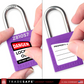 front and back adhesive vinyl padlock labels applied to lock