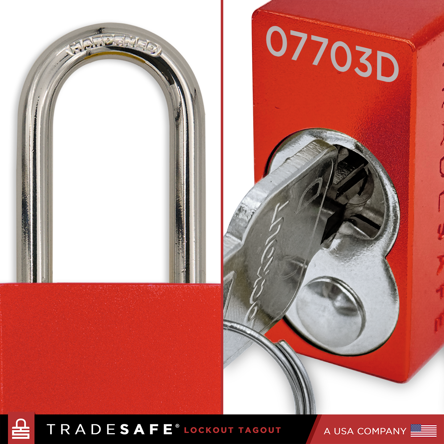 red rust resistant padlock shackle and cylinder