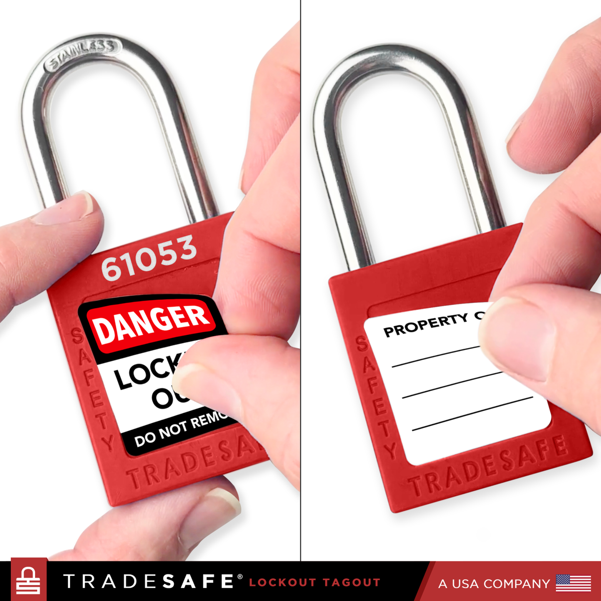 SAFBY 10-Pack Keyed Different Lockout Tagout Padlocks - LOTO Safety Locks With Numbered Keys (Red)