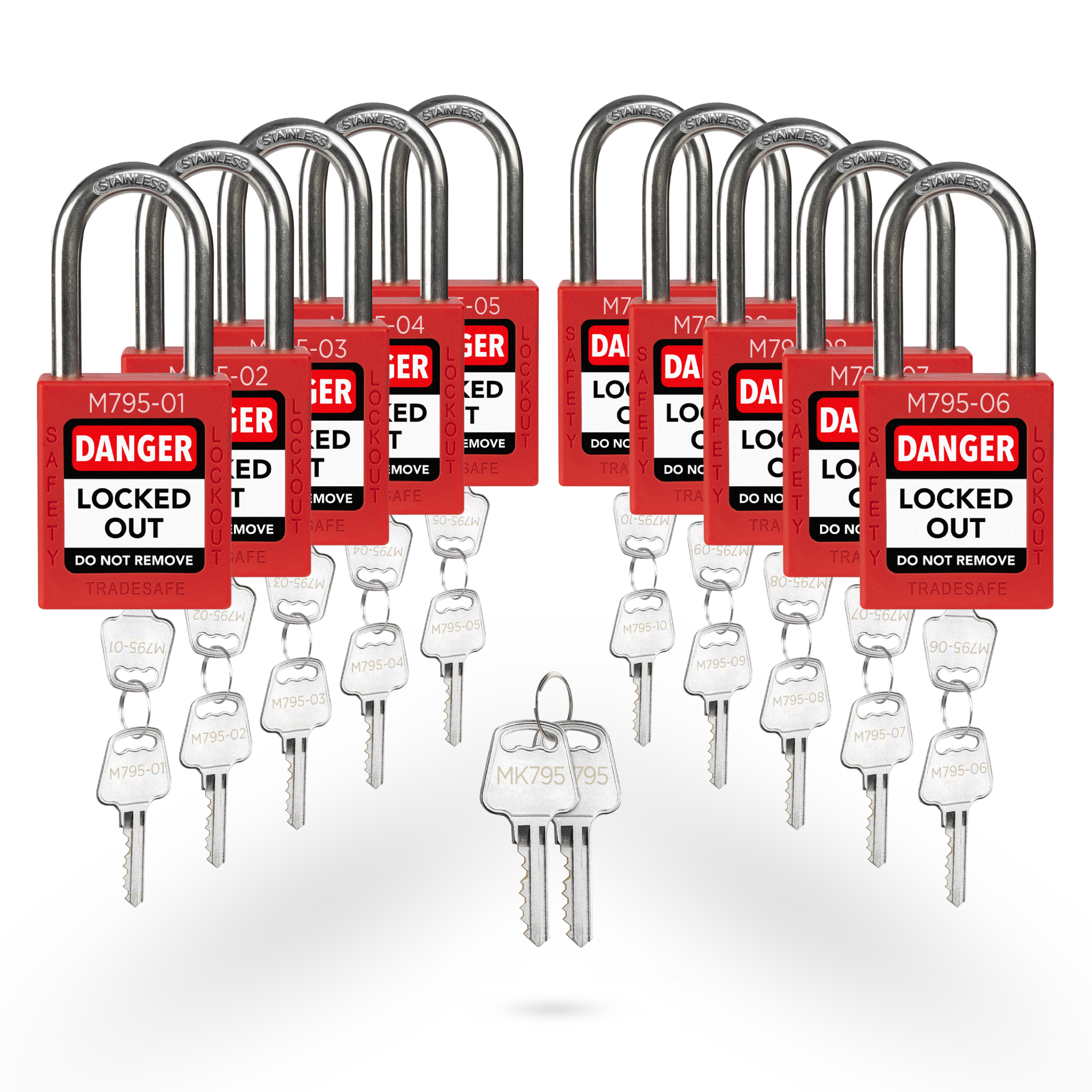 Code Lock Red 10 Red Master Keyed Lockout Locks - Keyed Different - 2 keys | TRADESAFE