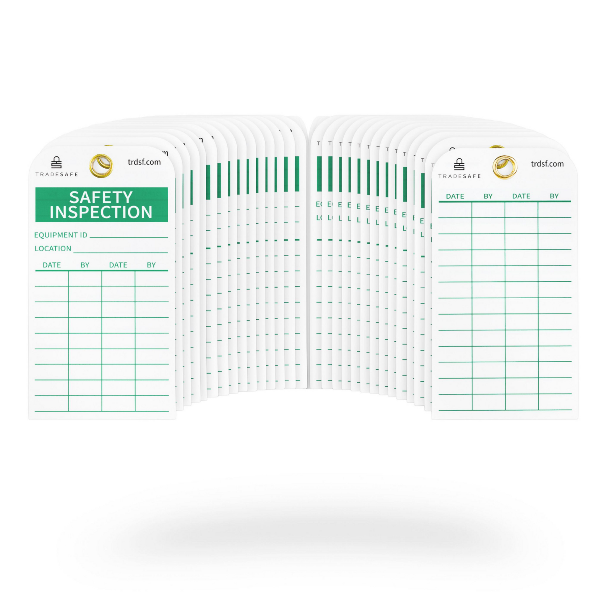 eye-level view of safety inspection tags 30-pack