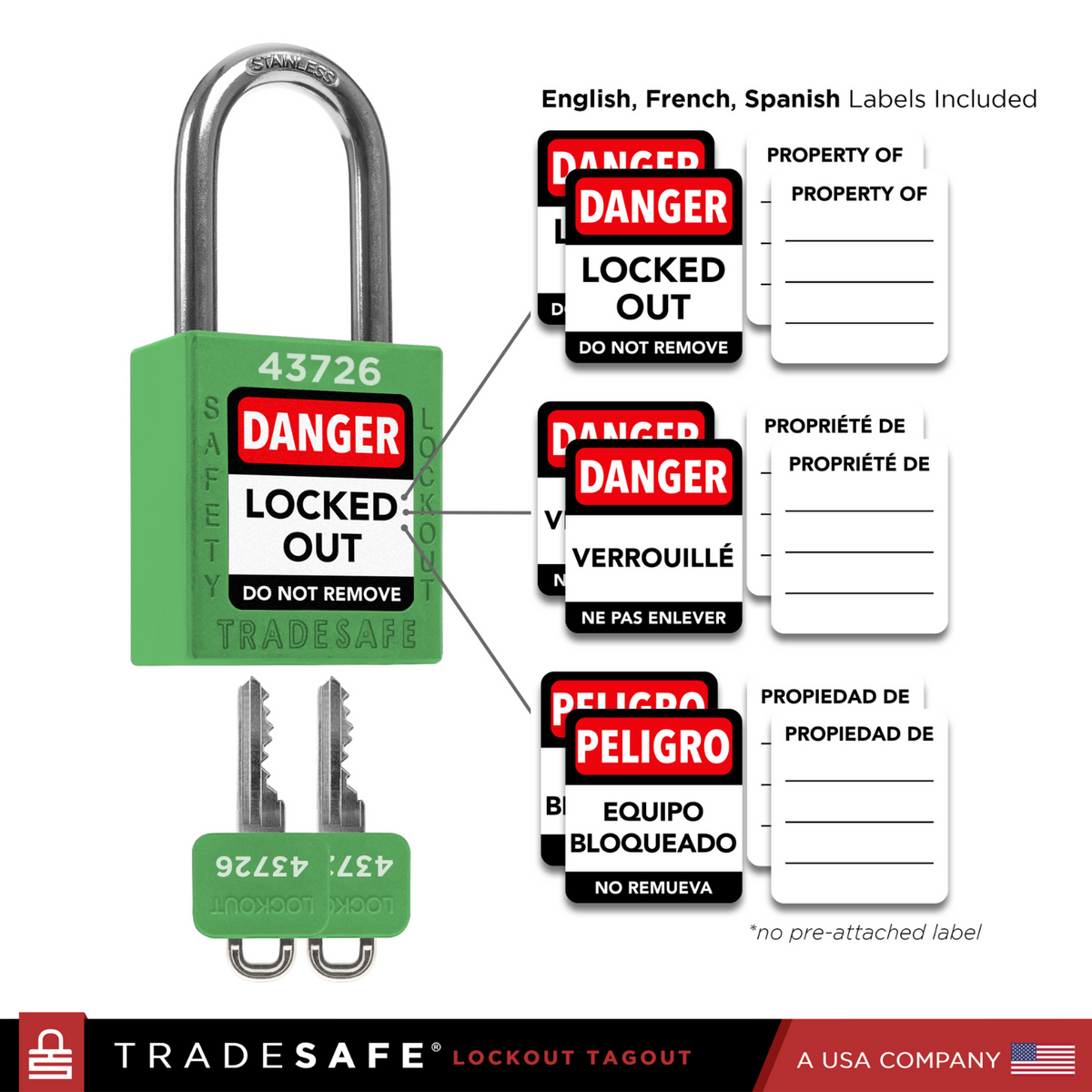 Permit Locks Color Green Keyed Alike Padlocks - 2 Keys - 10 Pack | TRADESAFE