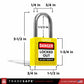 yellow lockout tagout padlock with dimensions