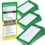 green and yellow scaffold inspection record cards 