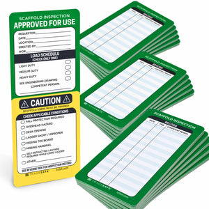 green and yellow scaffold inspection record cards 
