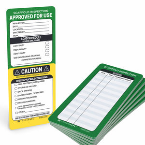 green and yellow scaffold inspection record cards 