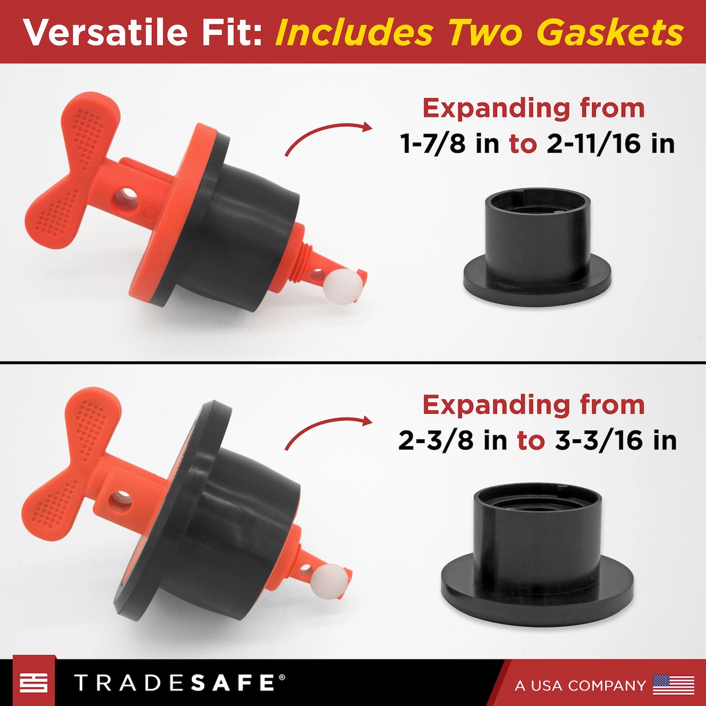size comparison of large and small gasket