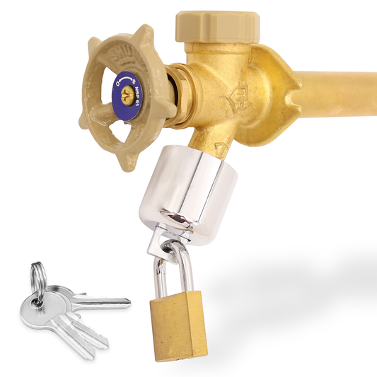 water spigot lock with brass padlock, 3 keys included