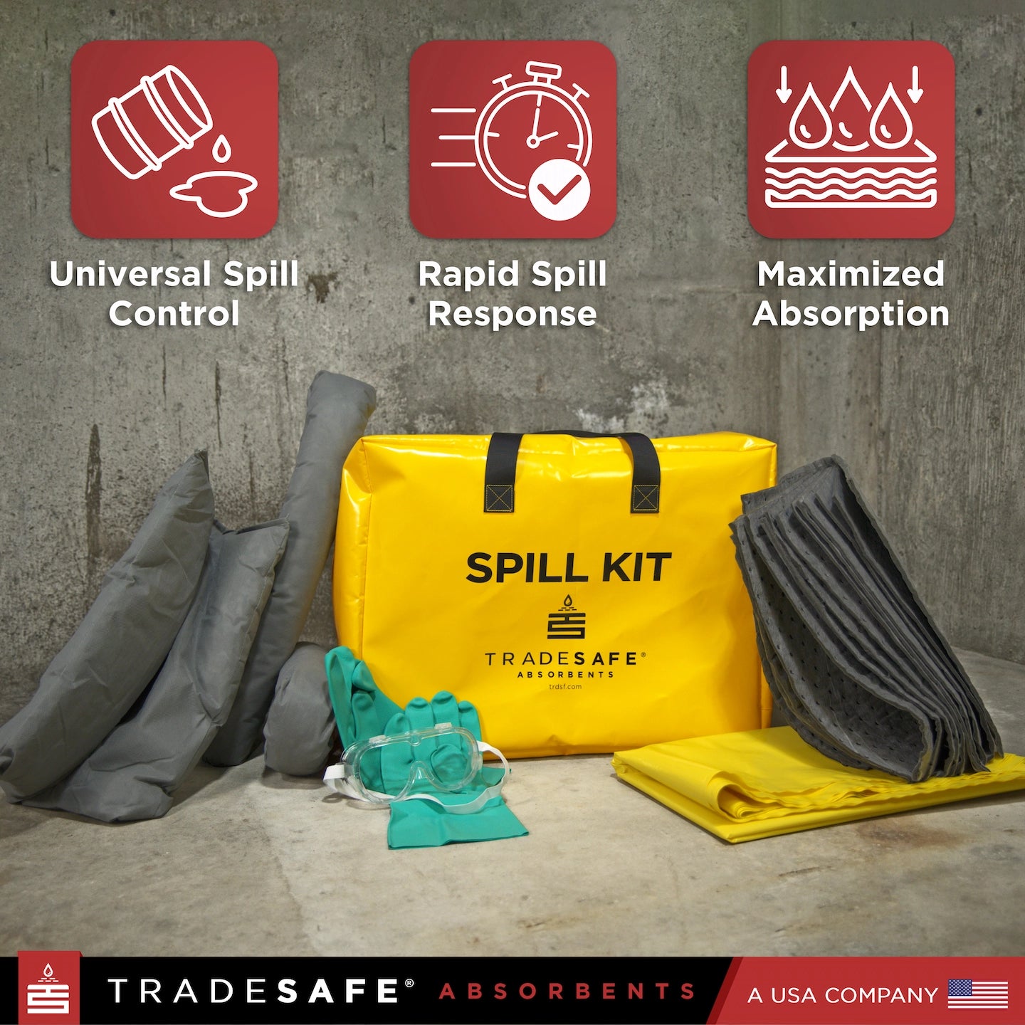 spill kit features rapid spill response and maximized absorption