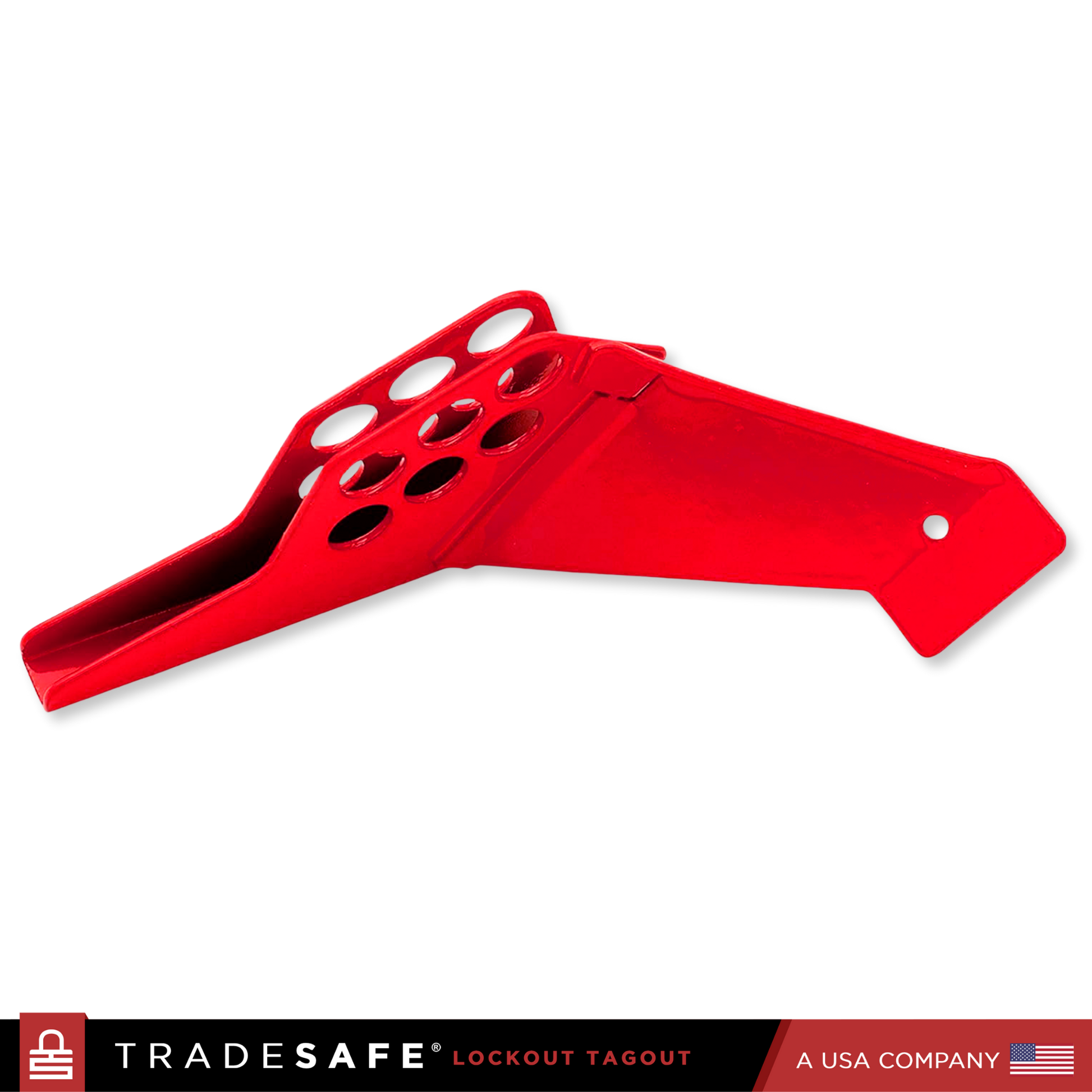 tradesafe red standard ball valve lock with six padlock holes