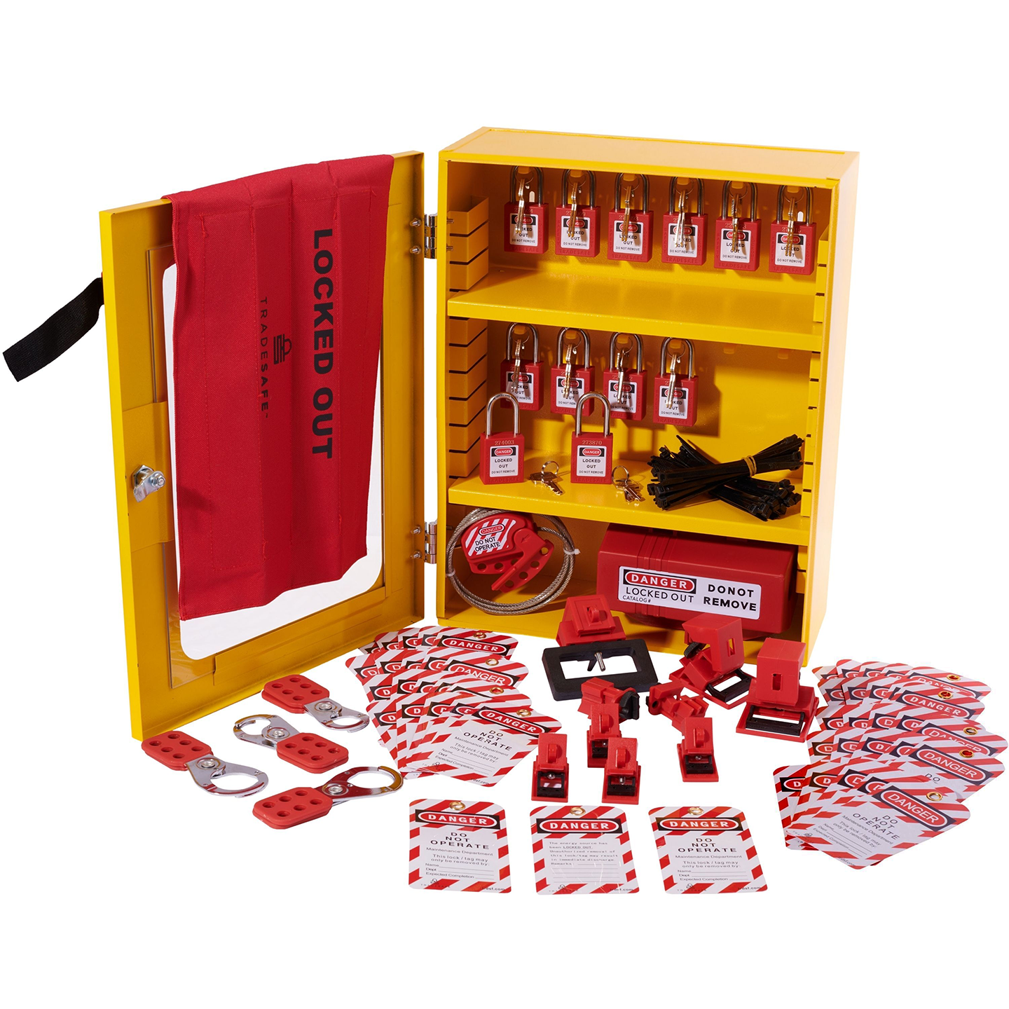 Lockout Tagout Station Cabinet with 75 LOTO Devices