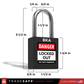 black lockout tagout padlock with dimensions