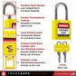 infographic of a yellow loto lock with 2 keys indicating materials used in each part