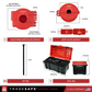 dimensions and quantities of gate valve lockout, zip ties, and tool box