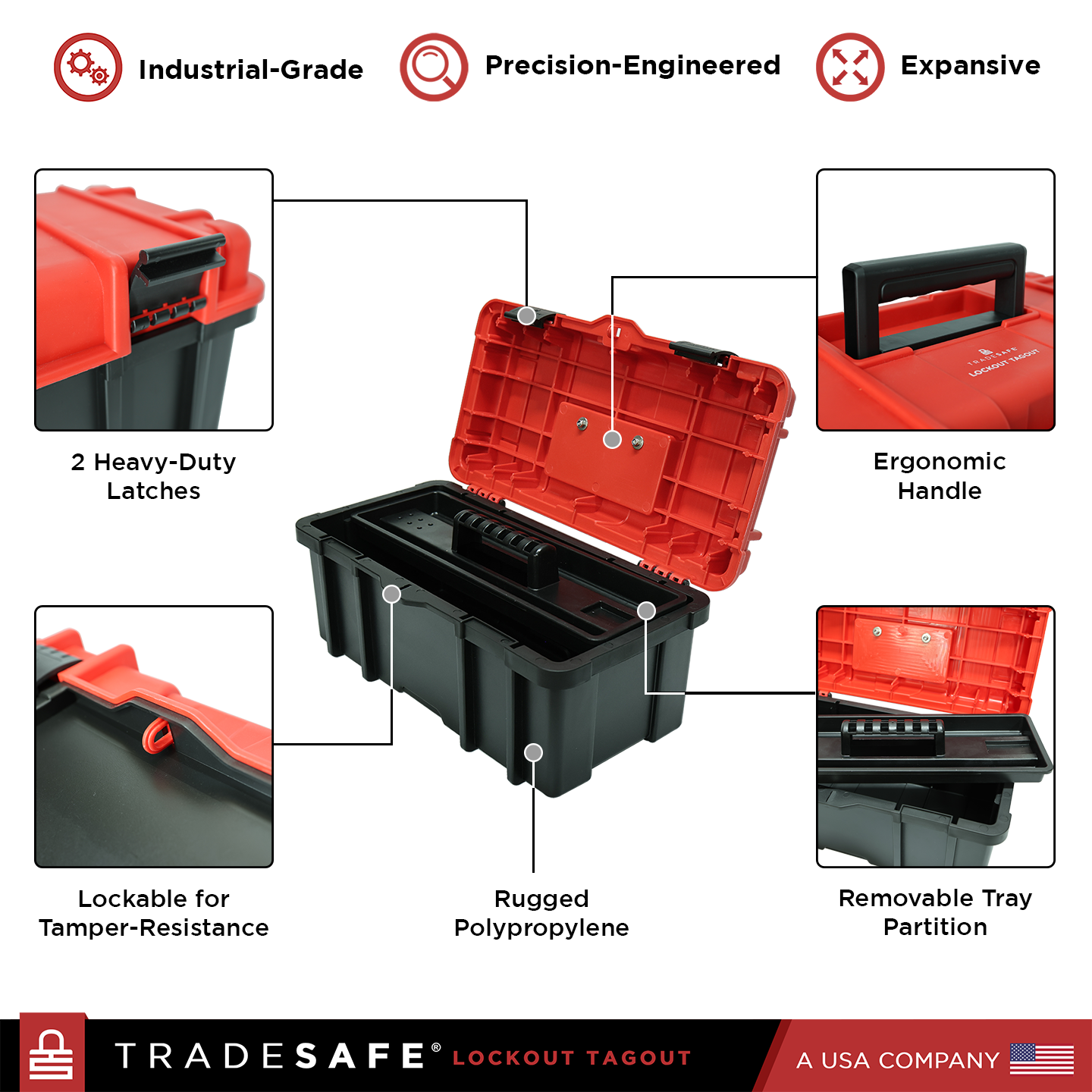 product features of lockout tagout tool box kit