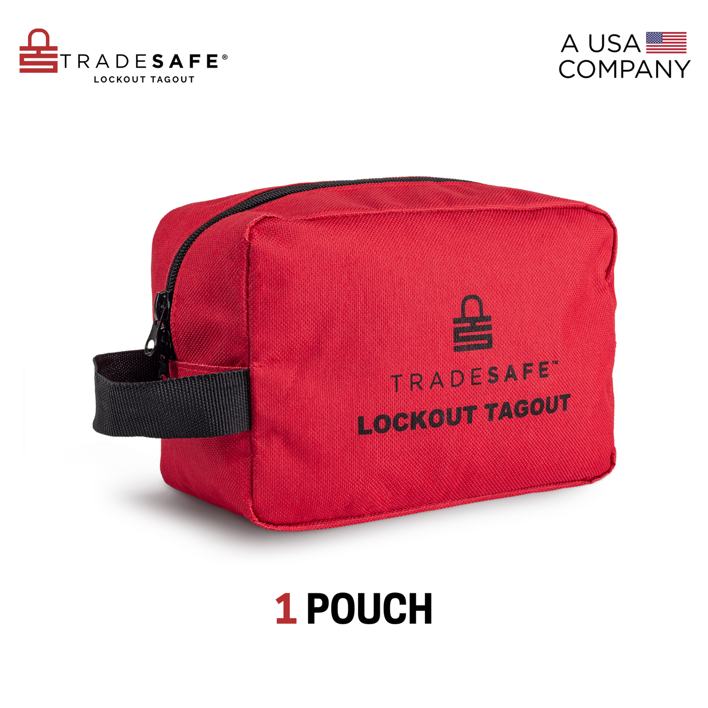 one red tradesafe lockout tagout pouch
