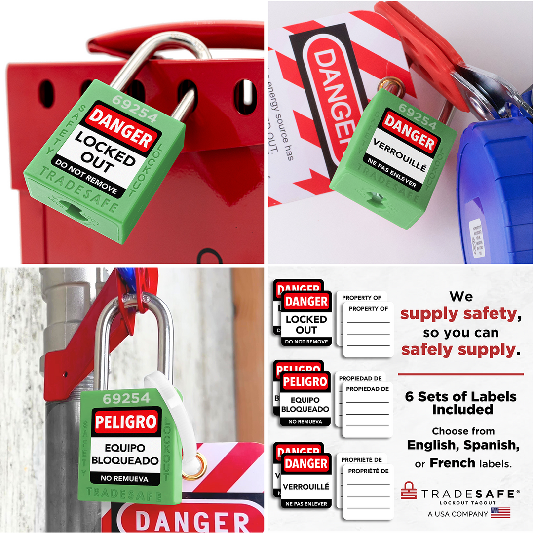 Permit Locks Color Green Keyed Different Lockout Locks - 2 Keys - 10 Pack | TRADESAFE