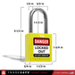 a yellow lockout tagout padlock with dimensions