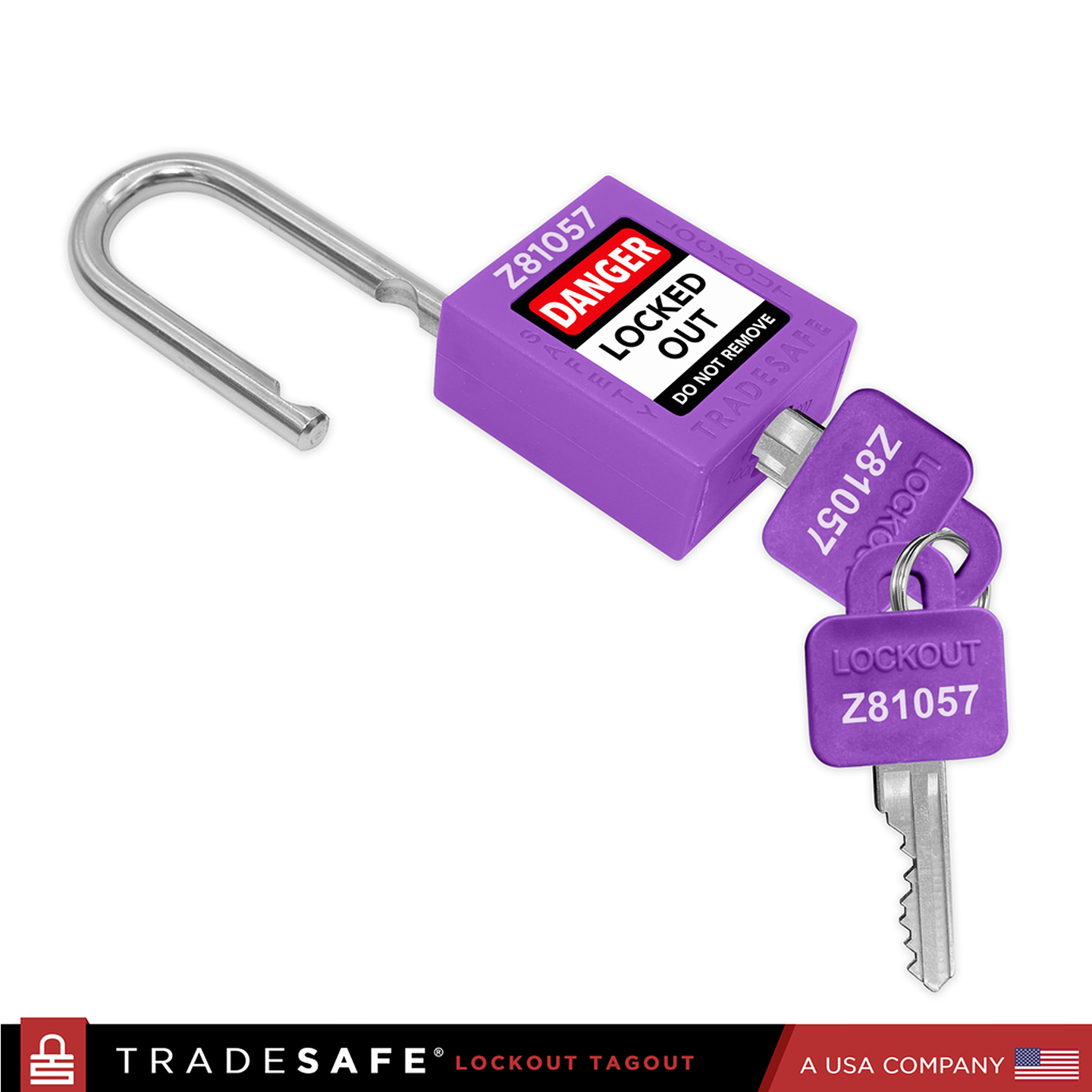 Keyed Alike Lockout Locks - 10 Purple Padlocks - 2 Keys Per Lock