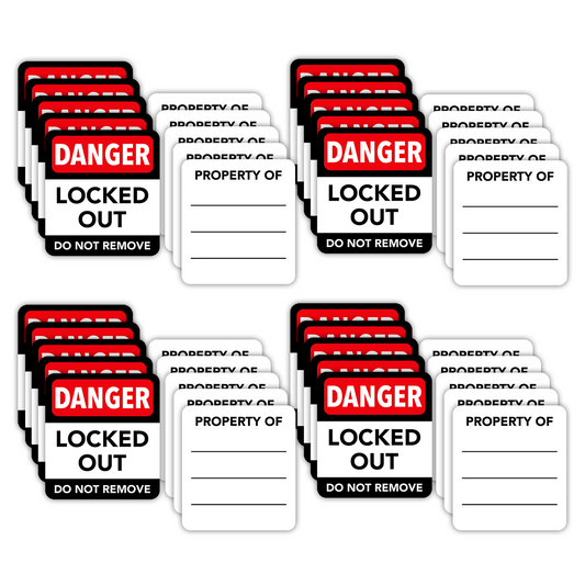 20 sets of english labels for loto padlocks: 20 front, 20 back